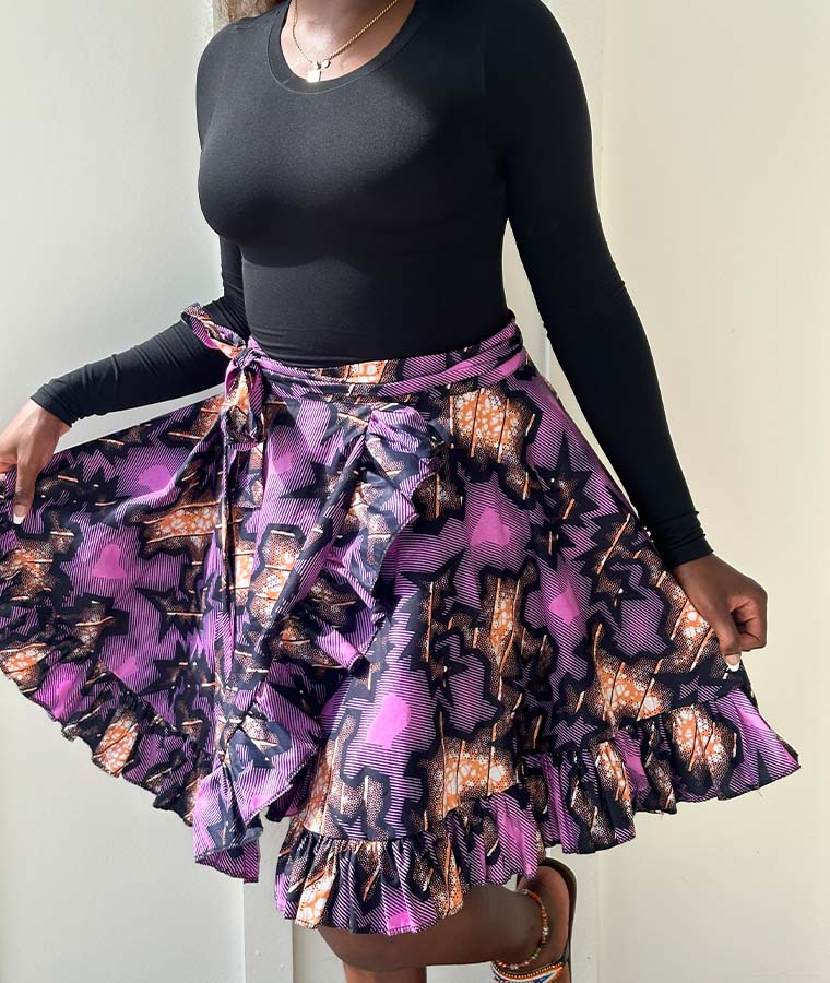 Aisha Africa Print Wrap Skirt