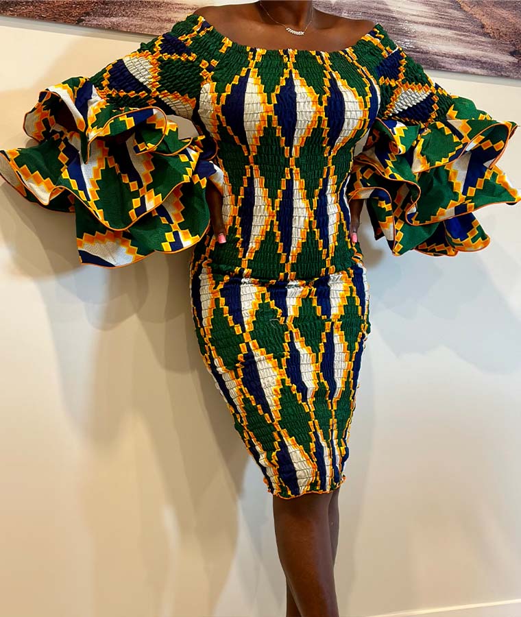 Off Shoulder Ankara Short Dress