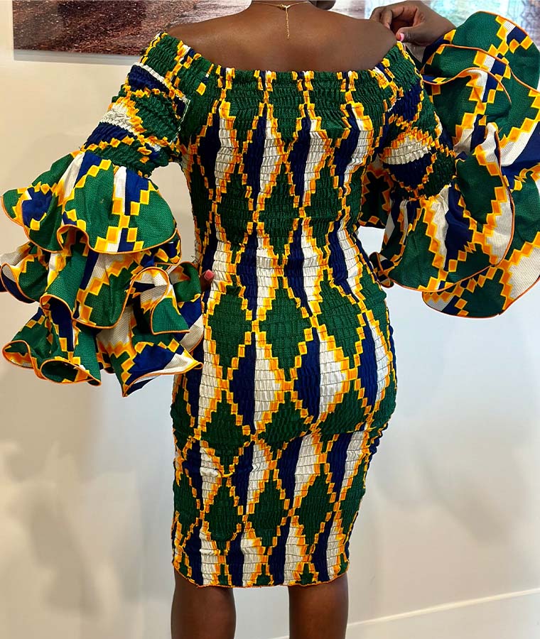 Off Shoulder Ankara Short Dress