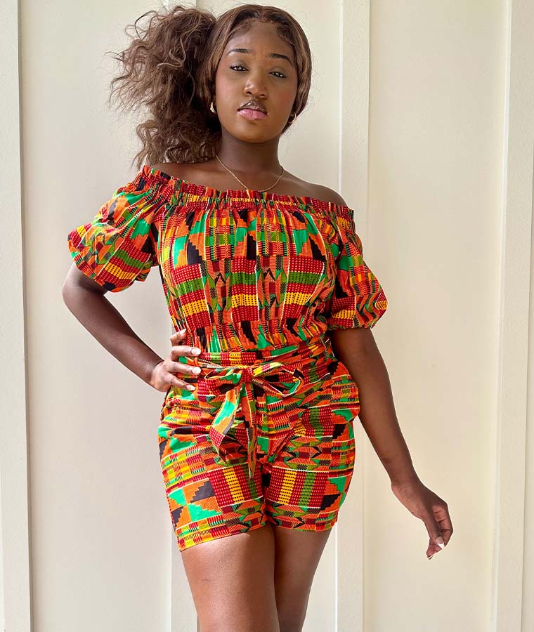 Ami Kente Print Top and Pant Set for Women