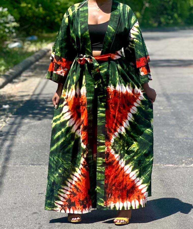 African Print And Fugu Accent Kimono