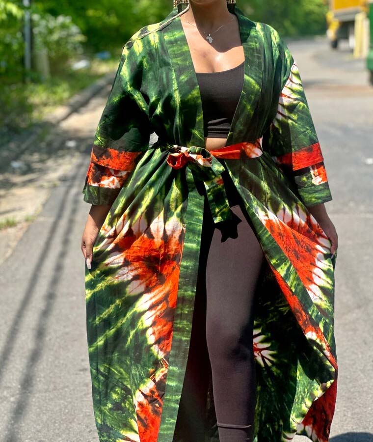 African Print And Fugu Accent Kimono