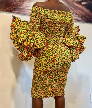 Queen Stylish African Print Off Shoulder Dress