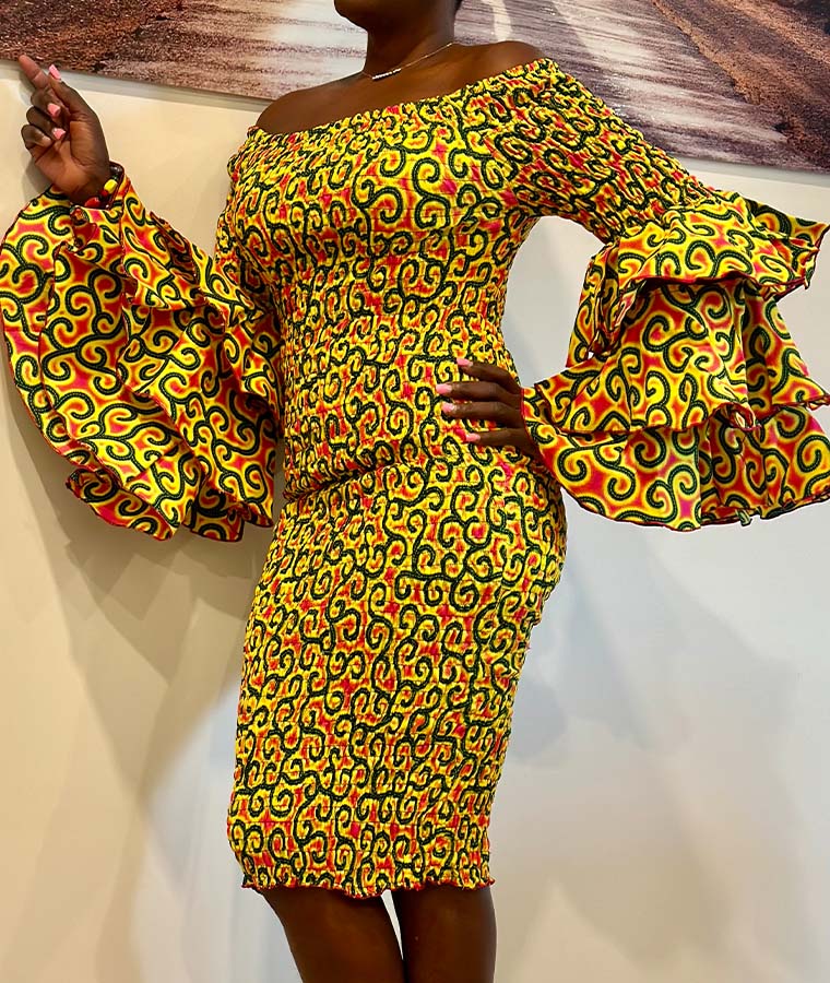 Queen Stylish African Print Off Shoulder Dress