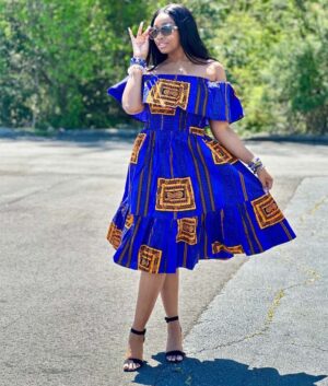 African Print Off-Shoulder Dress