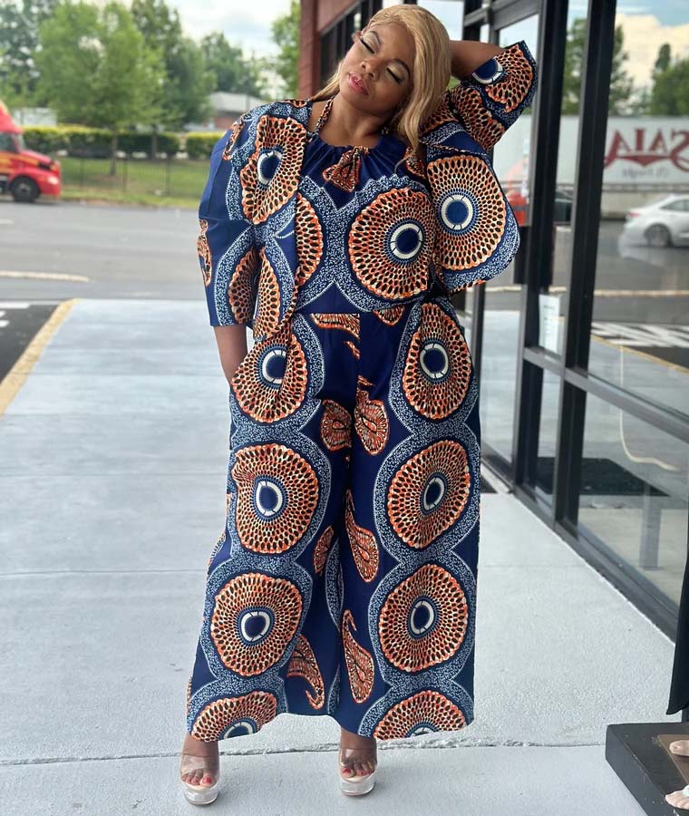 Abiba African Print Jumpsuits Wide Leg Pants With Jacket