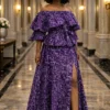 50 Purple African Print Two-Piece Maxi Set