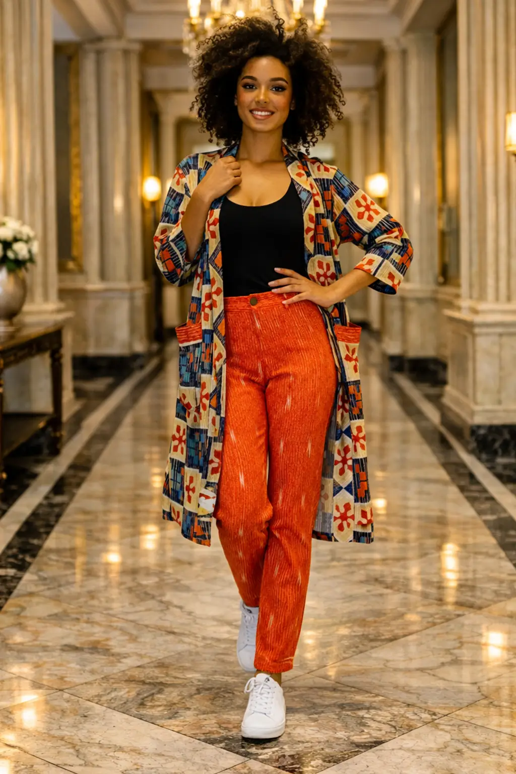 Hand-Block Printed Cotton Kimono Jacket