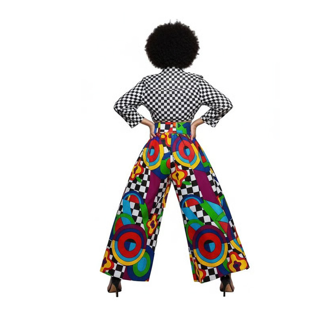Women’s High-Waisted Wide Leg African Print Trousers