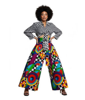 Women’s High-Waisted Wide Leg African Print Trousers