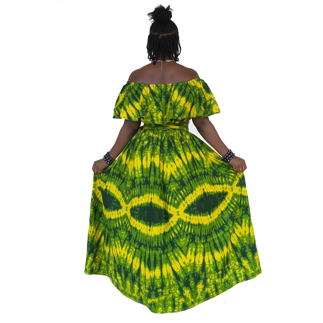 Emerald Green & Yellow Tie-Dye Two-Piece Set