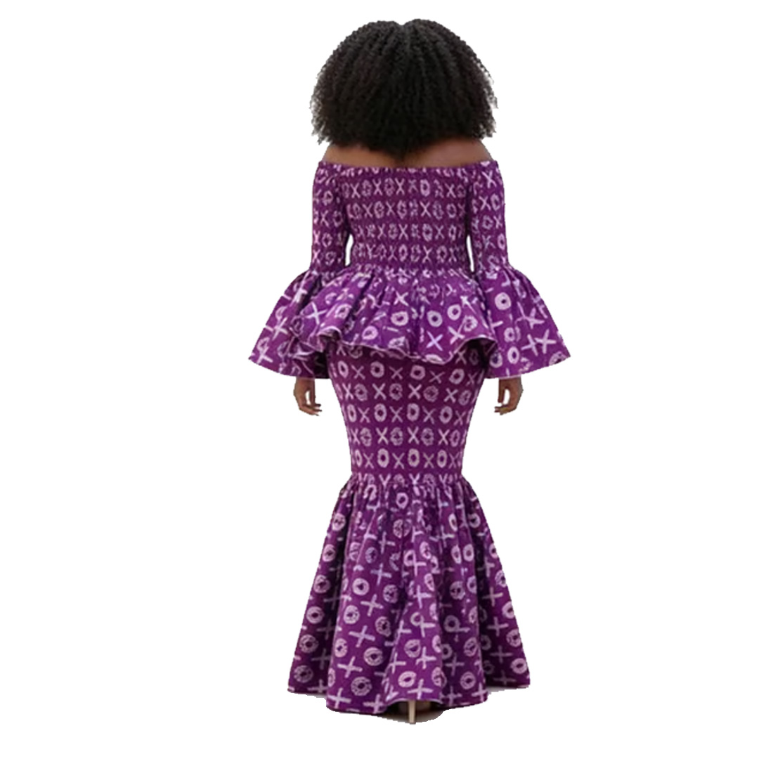 Handmade Purple Batik Print African Two-Piece Set - Image 4