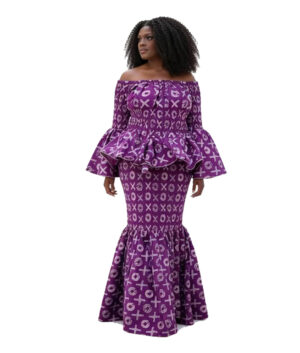 Handmade Purple Batik Print African Two-Piece Set