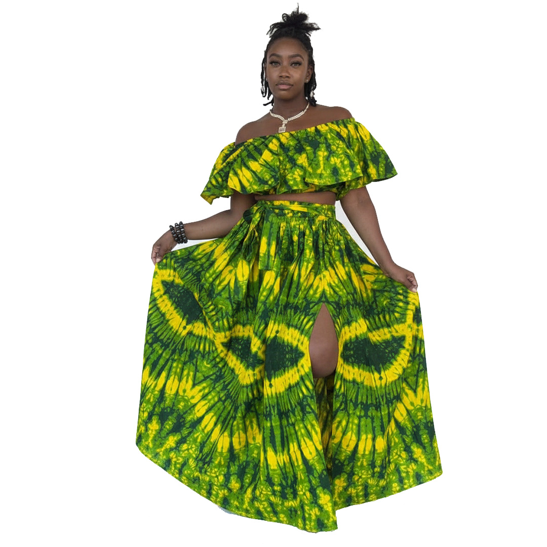 Emerald Green & Yellow Tie-Dye Two-Piece Set
