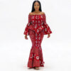 Ankara Print Bardot Peplum Top and Mermaid Maxi Skirt Two-Piece Set