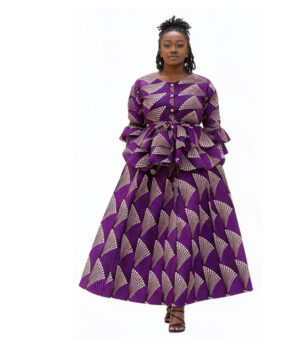 Handmade Purple Ankara Print Peplum Maxi Dress