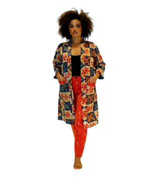 Hand-Block Printed Cotton Kimono Jacket