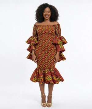 African Kente Print Mermaid Dress