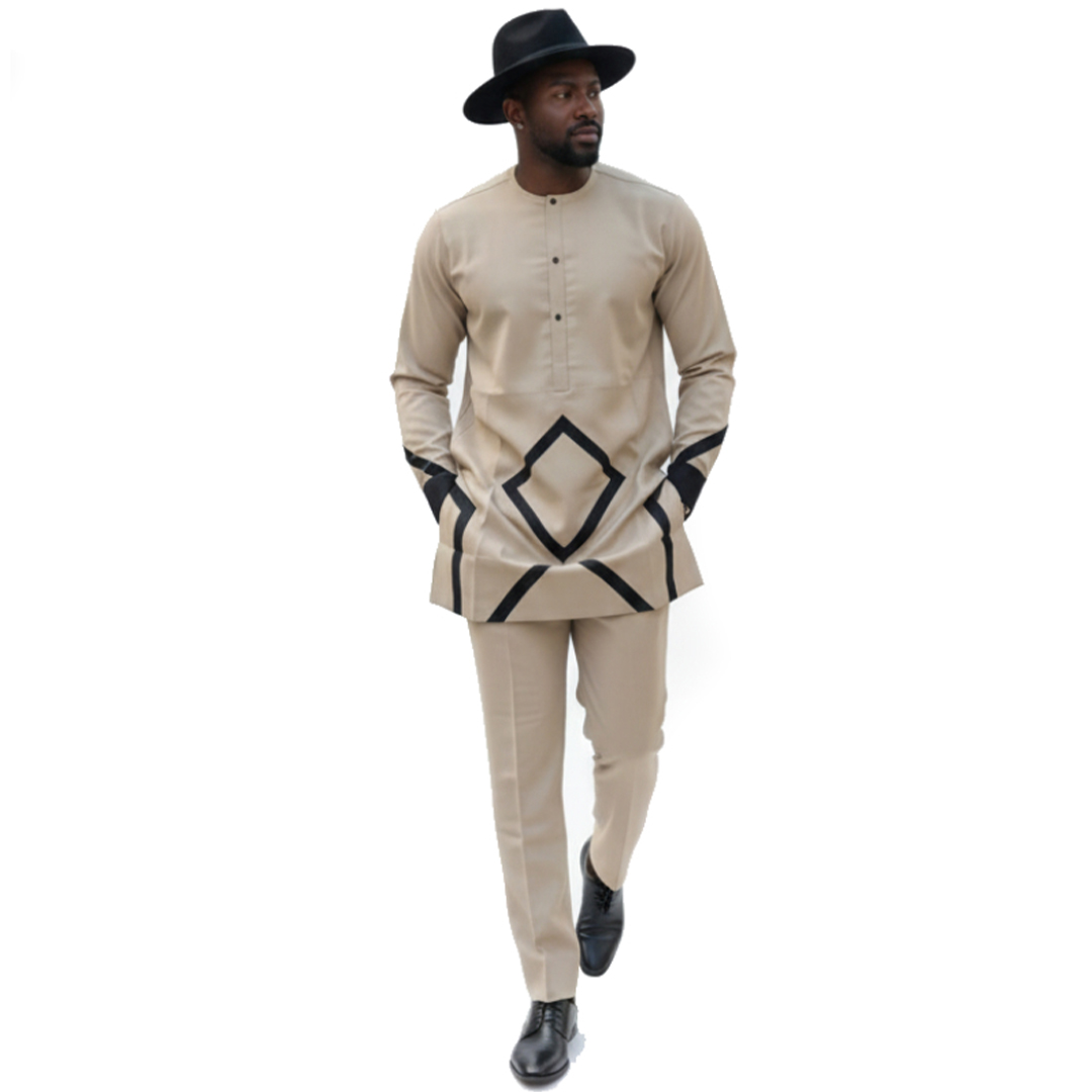 Premium Khaki & Black Geometric Design