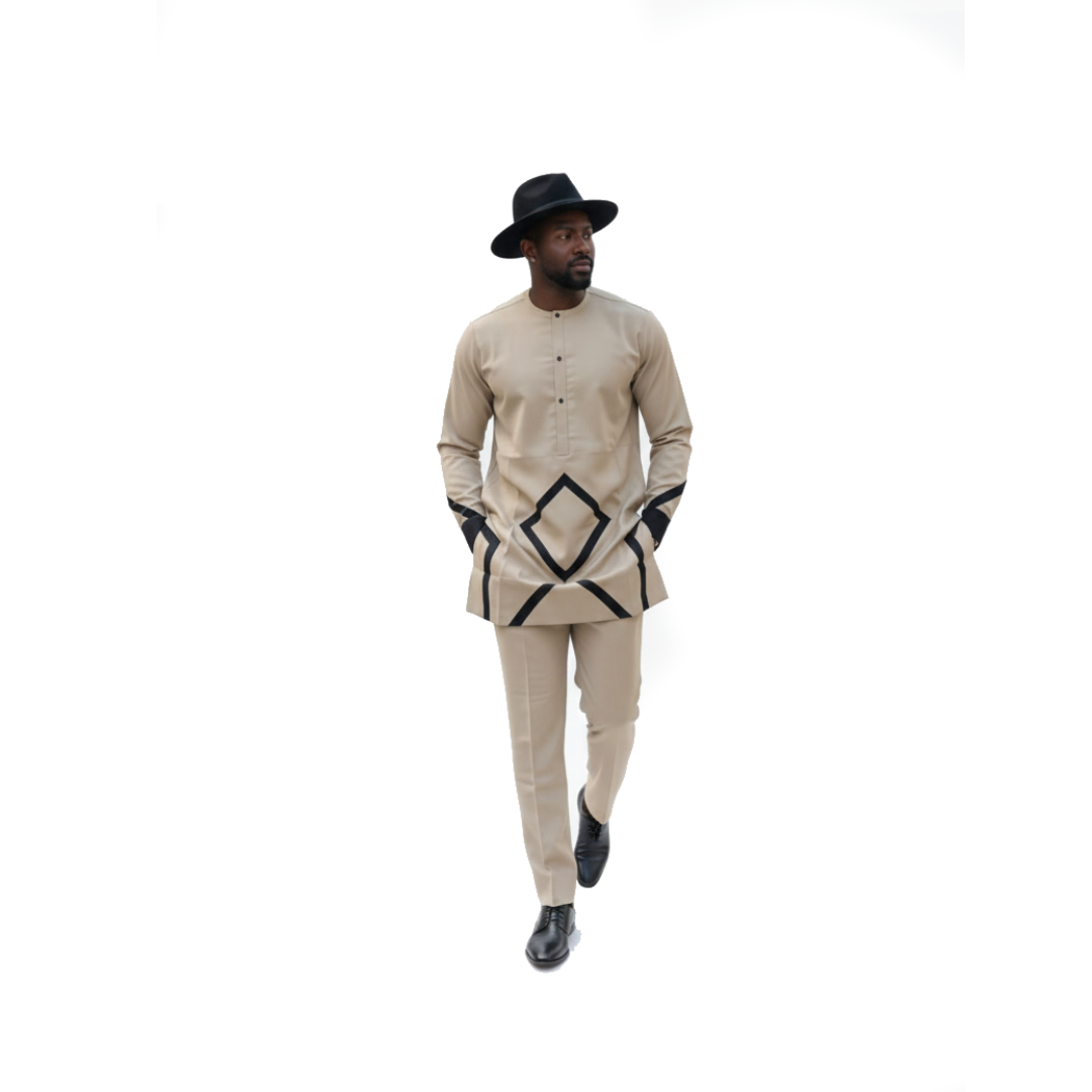 Premium Khaki & Black Geometric Design