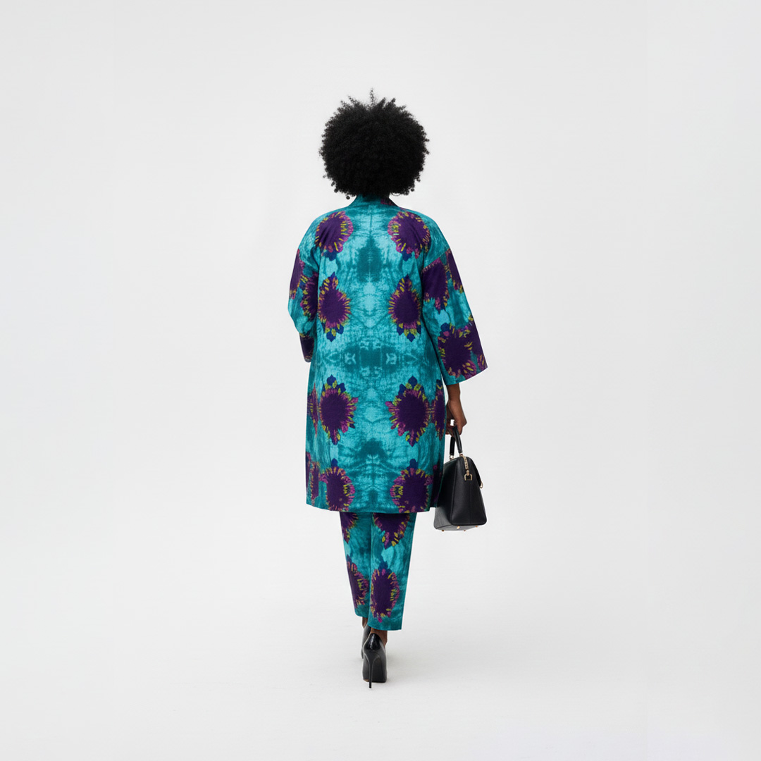 Chic Teal & Purple African Batik Print Two-Piece Set