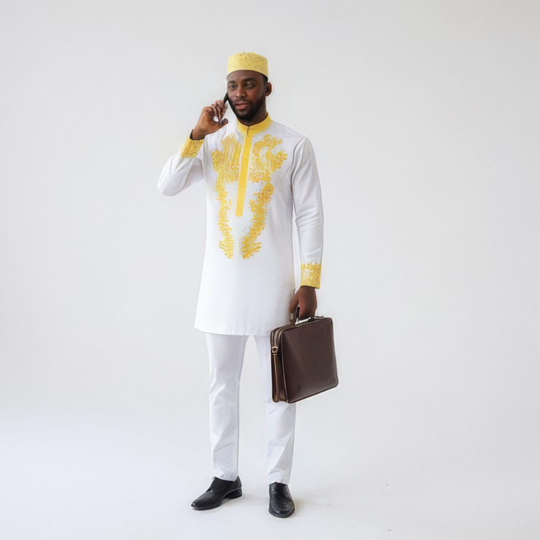 Men's African Embroidery Dashiki Suit