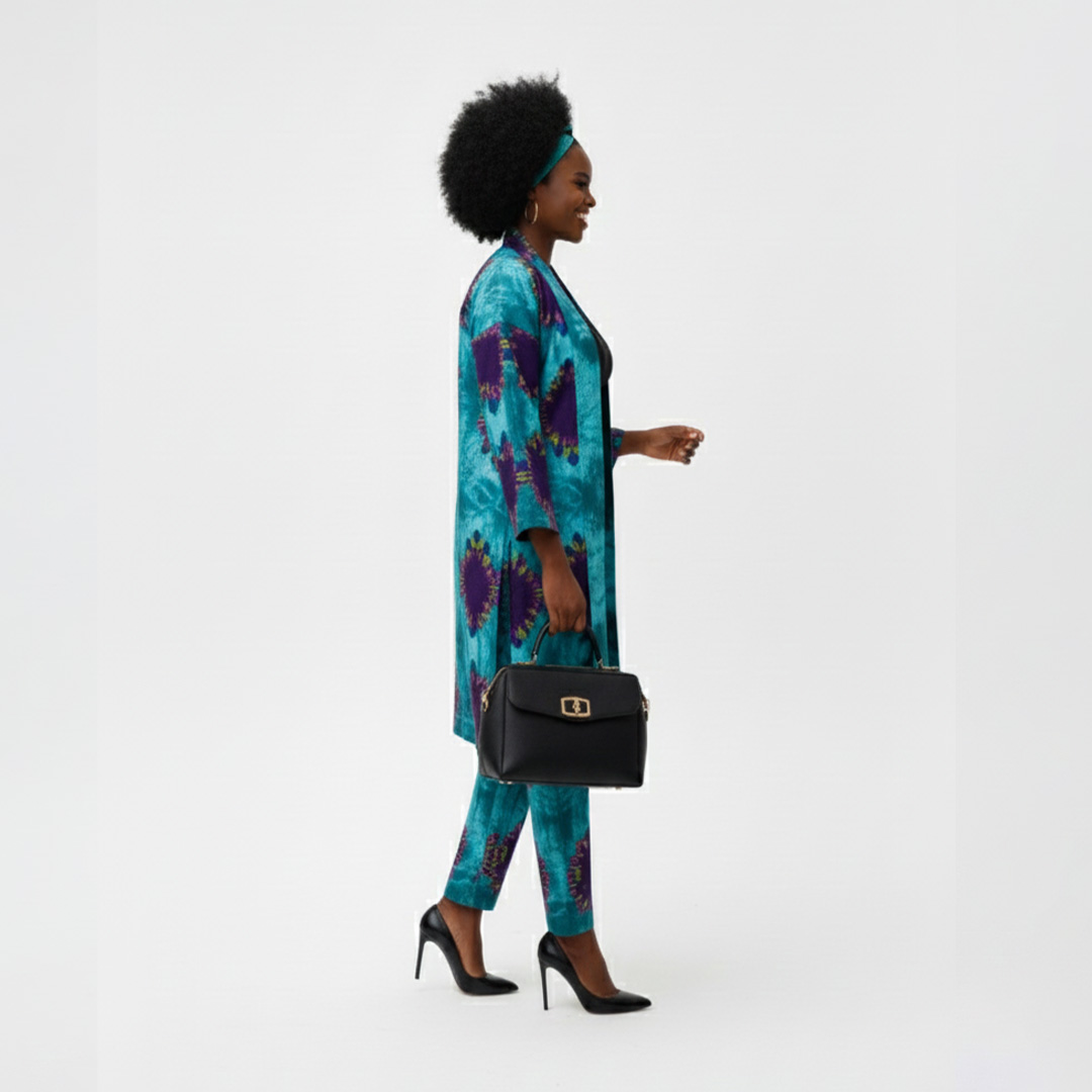 Chic Teal & Purple African Batik Print Two-Piece Set