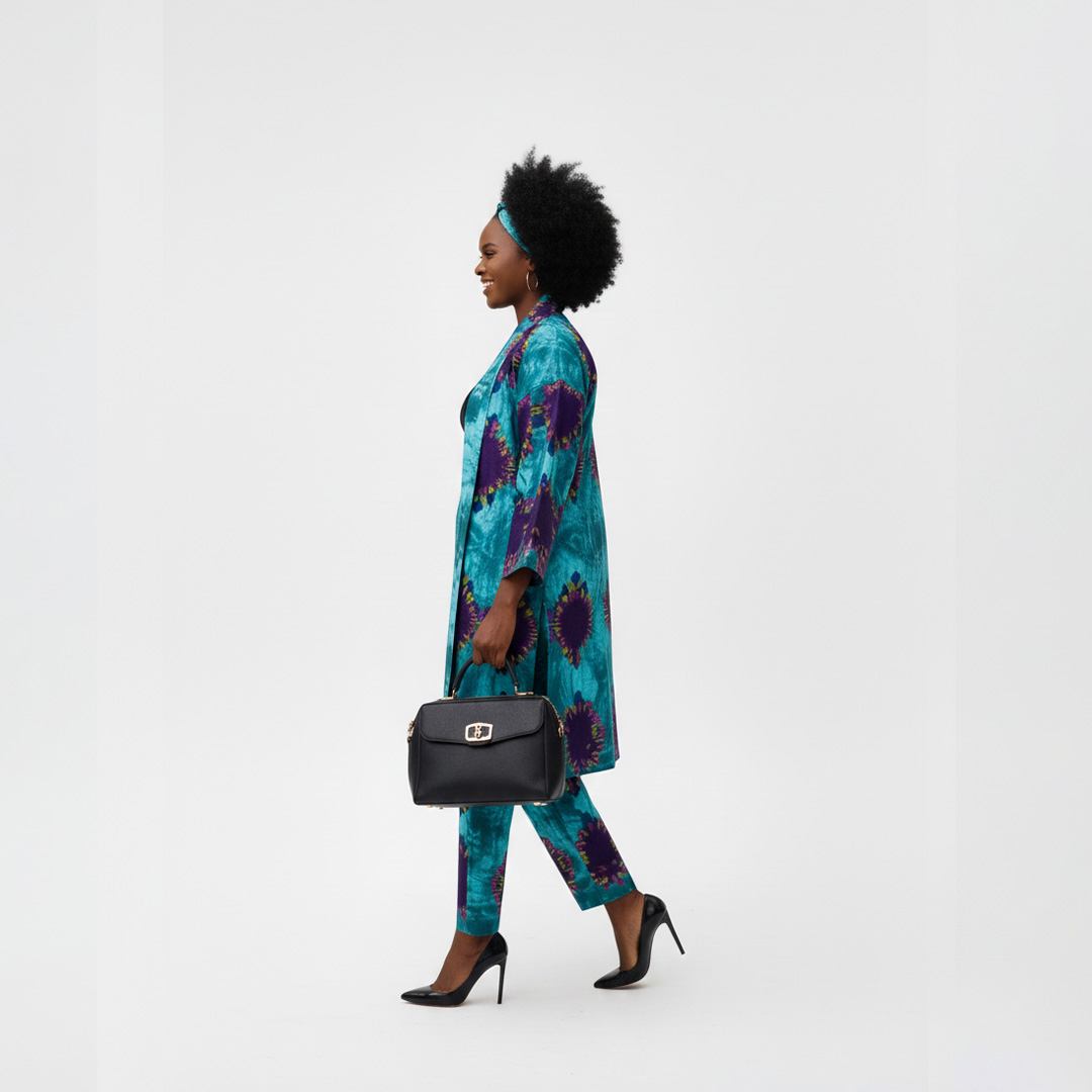 Chic Teal & Purple African Batik Print Two-Piece Set