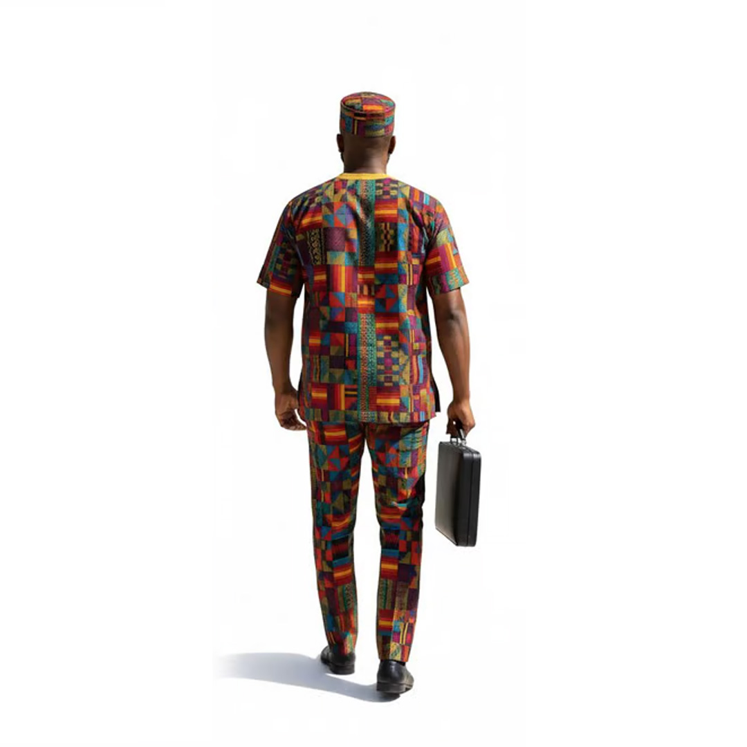 Men’s Kente Print African Dashiki Set