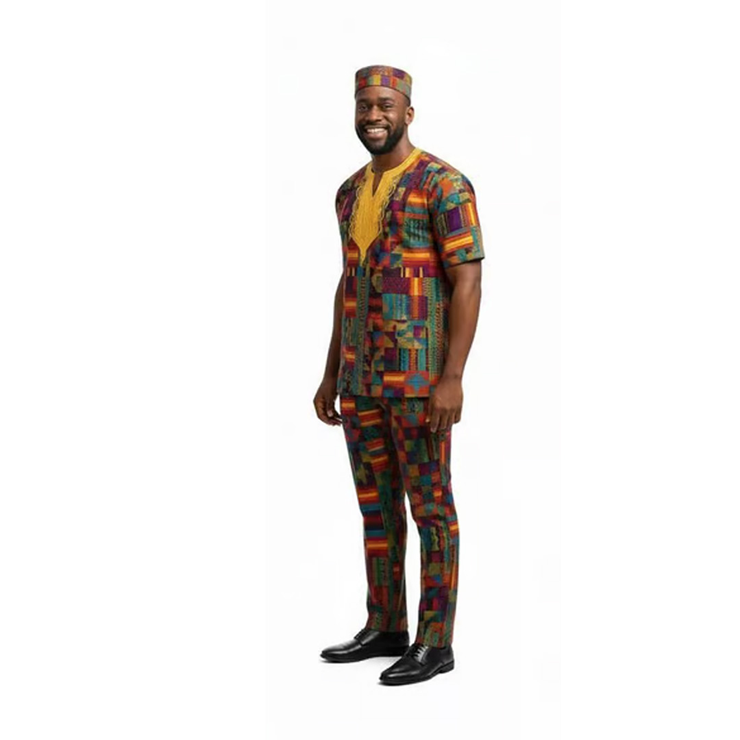 Men’s Kente Print African Dashiki Set
