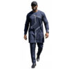 Item 99 Men’s Navy Blue African Senator Suit – Embroidered Long-Sleeve Kaftan & Trousers Set