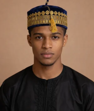 Royal Navy Blue Velvet Kufi Hat