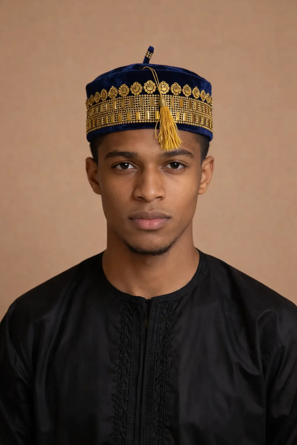 Royal Navy Blue Velvet Kufi Hat