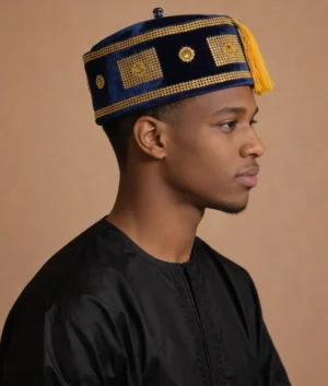 Men’s Royal Navy Blue Velvet Kufi Hat