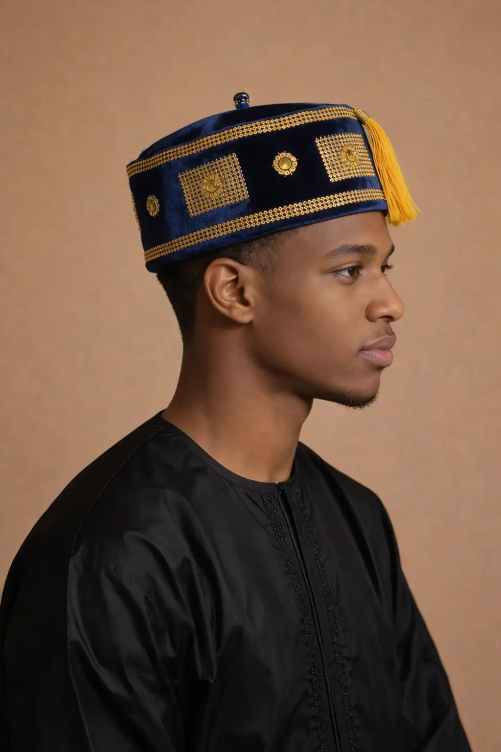 Men’s Royal Navy Blue Velvet Kufi Hat
