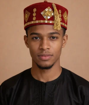 Men’s Deep Red Velvet Kufi Hat