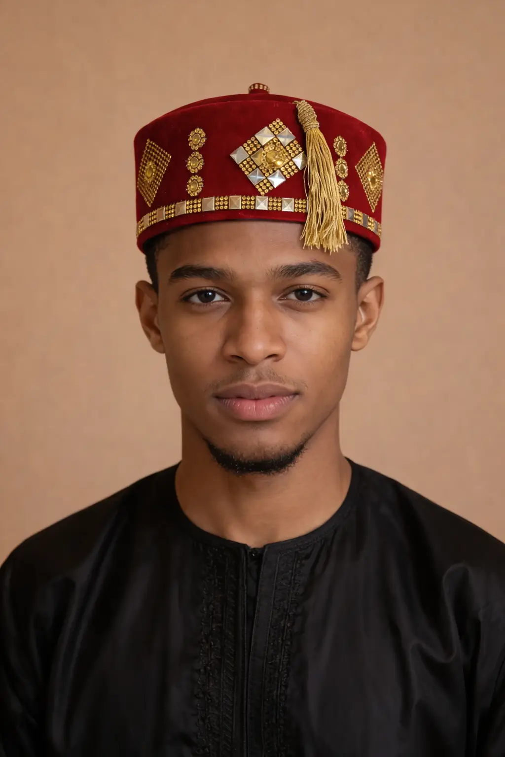 Men’s Deep Red Velvet Kufi Hat