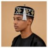 Men’s Black Velvet Kufi Hat with Gold Men’s Black Velvet Kufi Hat with Gold
