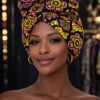 87 Black and Pink Floral Ankara Print Headwrap