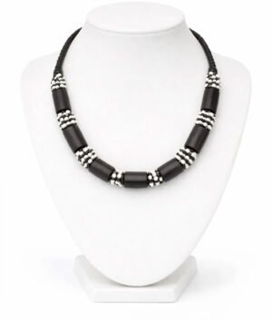 Handmade Black and White Beaded Necklace