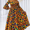 Jojo 2 Smocked African Print Maxi Dress with Bell Sleeves