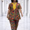 Women’s Vibrant Kente Print Two-Piece Tunic and Trouser Set Women’s Vibrant Kente Print Two-Piece Tunic and Trouser Set
