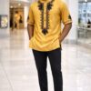 Men’s Mustard Yellow Embroidered African Dashiki Shirt Men’s Mustard Yellow Embroidered African Dashiki Shirt