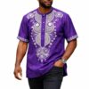 WhatsApp Image 2026-02-10 at 10.47.02 AM (5) Men’s Embroidered African Dashiki Tunic – Short Sleeve Cotton Heritage Shirt in Black and Purple