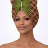 frgdfdsfhh African Print Head Wrap Brown Geometric Cotton Turban