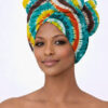 hiuyiutgiypo Teal and Yellow Sunburst Tie-Dye Head Wrap