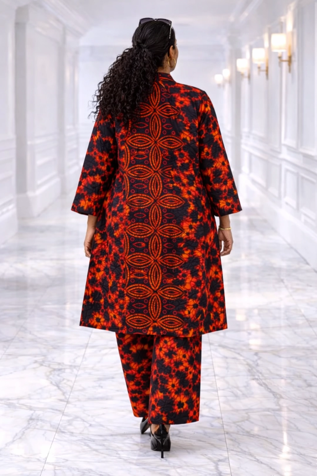 Red Kimono Print and Wide-Leg Pant Set 4 Red Kimono Print and Wide-Leg Pant Set - Image 4