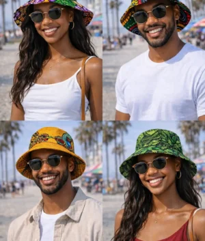 Unisex Ankara Print Cotton Reversible Bucket Hat