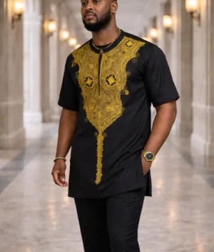 Black and Gold Embroidered Senator Suit