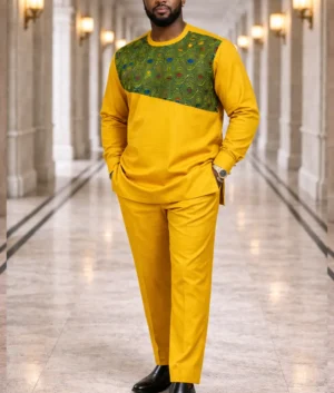 Yellow Ankara Patch Senator Suit